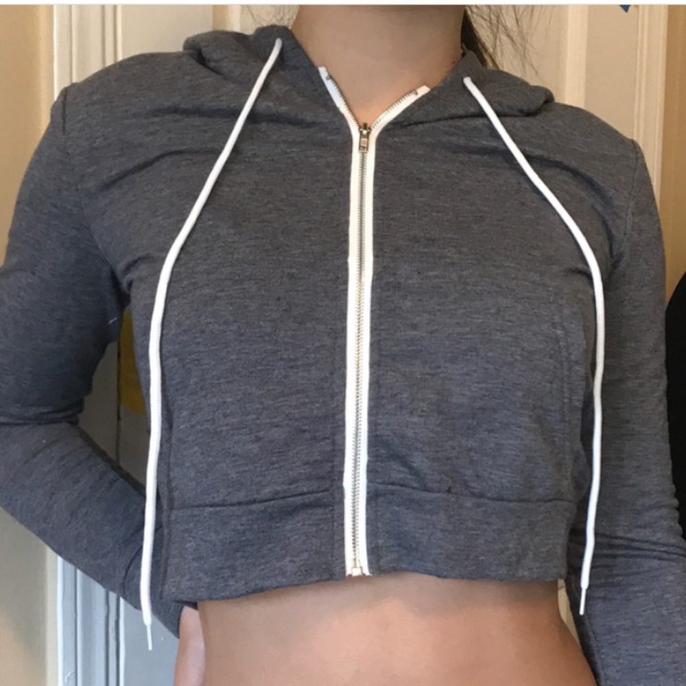 cropped grey hoodie